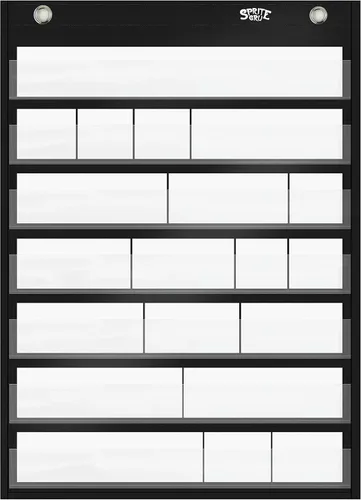 Vista 4 de Tabla de bolsillo magnética con 10 tarjetas de borrado en seco para estándares, horario diario, actividades, demostraciones de clase (Negro)