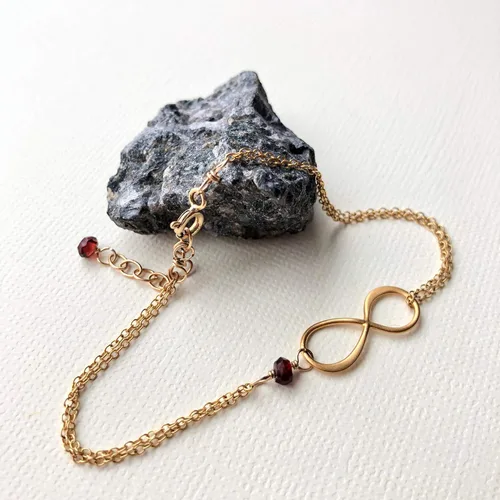 Vista 21 de Pulsera con dije de infinito con piedra natal, joyería hecha a mano, regalo para ella