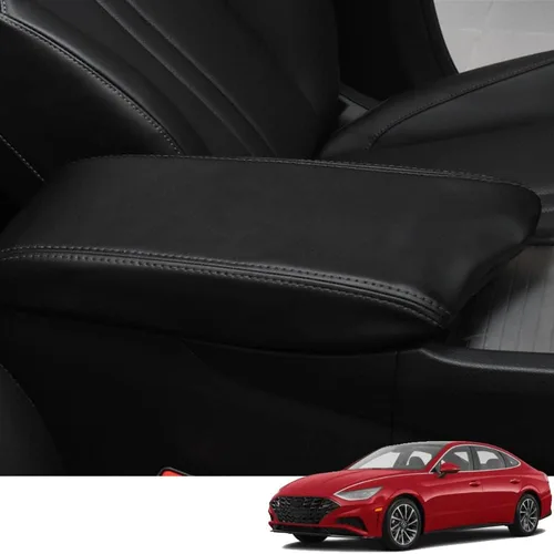Vista 62 de Great-luck Funda de cuero para consola central, almohadilla para reposabrazos, accesorios de cubierta de caja (costuras rojas) para BMW X1 2023 2024