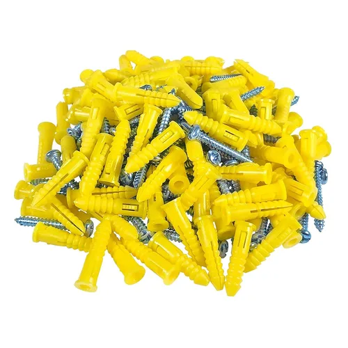 Vista 8 de Anclajes de pared acanalados #10-#12 de 1-1/4 pulgadas con tornillos, paquete de 100, azul, anclaje de plástico para paneles de yeso/hormigón
