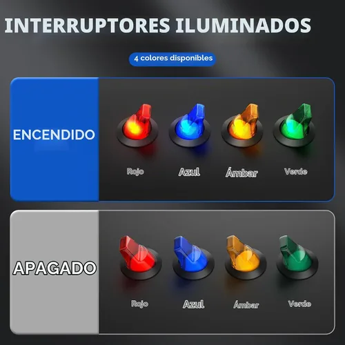 Vista 3 de DaierTek Interruptor de palanca basculante iluminado con certificación UL, 12 V, 20 A, encendido/apagado, 3 pines, redondo, LED, iluminado, mini