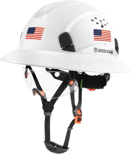Vista 10 de GREEN DEVIL Casco de seguridad de construcción ventilado de ala completa, casco de seguridad aprobado por la OSHA Cascos De Construccion ABS