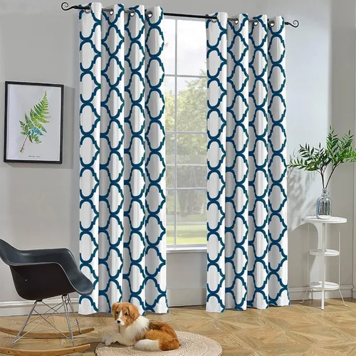 Vista 42 de Melodieux - Cortina opaca con aislamiento térmico y ojales, de estilo marroquí, 100 x 84 pulgadas, color gris (1 panel)