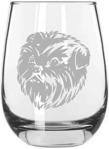 Vista 392 de Shar Pei (chino) - Vaso de vino sin tallo grabado para perro, 15.25 onzas
