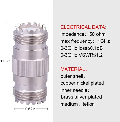 Vista 2 de XRDS -RF UHF PL-259 a SO239 - Conector adaptador hembra (2 unidades NO para televisores)