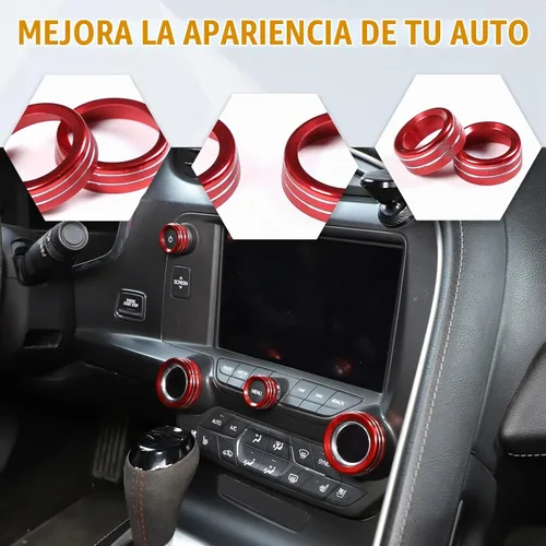 Vista 4 de Cobertura de Botón de Perilla de Volumen de AC para Consola Central Compatible con Chevrolet Corvette C7 2014-2019 Aleación de Aluminio Cobertura
