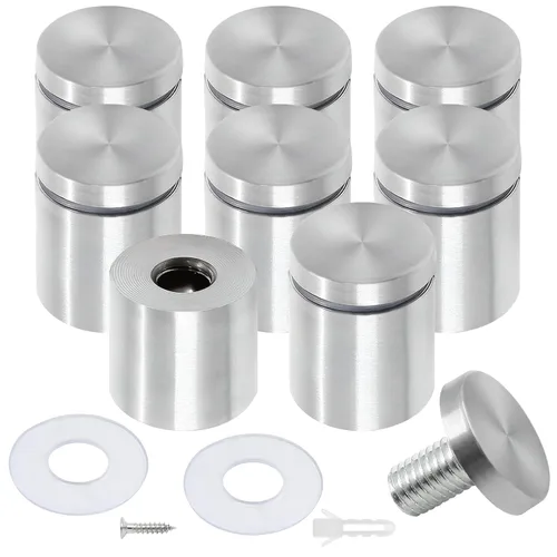 Vista 51 de Luomorgo 12 piezas tornillos separadores de acero inoxidable de 1" x 1", herrajes de montaje para letreros de pared, separadores de vidrio