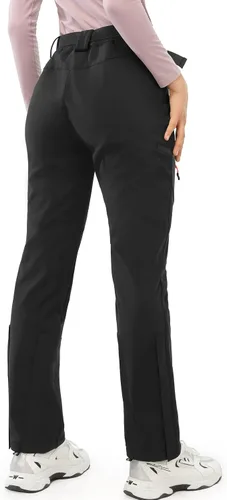 Vista 2 de PERSIT Pantalones de senderismo para mujer, impermeables, resistentes al viento, con forro polar