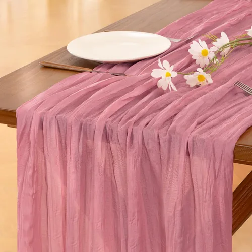 Vista 42 de Socomi - Camino de mesa de gasa, estilo bohemio y rústico, para primavera, Pascua, bodas, fiestas, baby showers y decoración, 120 pulgadas/10 pies