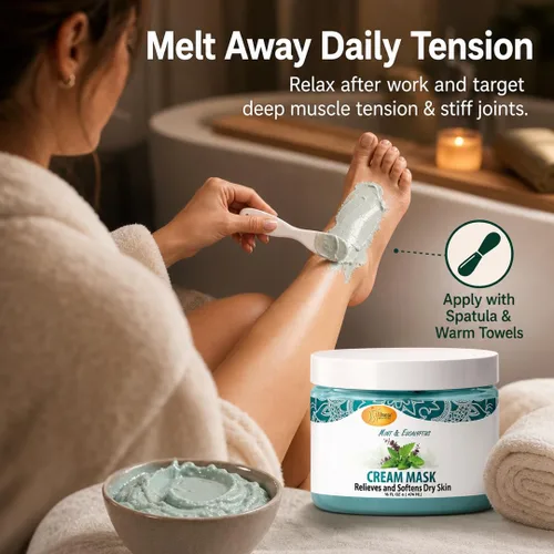Vista 4 de SPA REDI Máscara de crema para pies y cuerpo, tratamiento refrescante de menta y eucalipto para talones agrietados y piel seca Ácido hialurónico