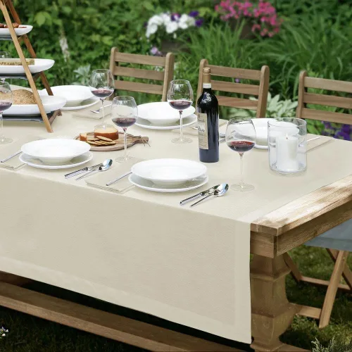Vista 9 de Elrene Home Fashions Villeroy & Boch La Classica - Mantel de lino, ideal para comidas formales o uso diario, 70 x 96 pulgadas, color marfil