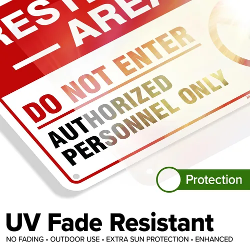 Vista 4 de Señal de área restringida de no entrar solo personal autorizado, (MS-1278) 10 x 7 pulgadas, aluminio 040 libre de óxido, resistente a