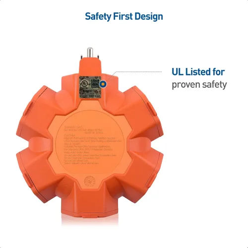 Vista 6 de [Listado UL] Cable Matters Hub de alimentación hexagonal de 5 tomas de corriente para exteriores, disyuntor Outdoor Extension Cord Power Hub