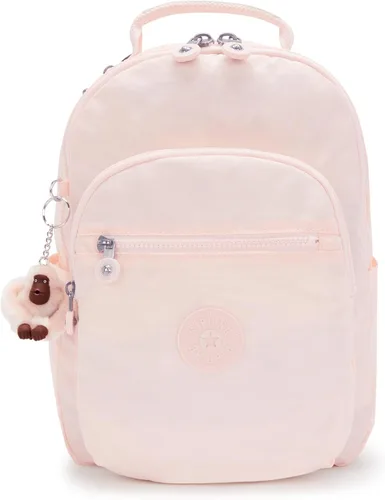 Vista 23 de Kipling Mochila pequeña Seoul para mujer, duradera, correas acolchadas para el hombro con funda para tableta, bolsa, Firma Emb, Mochila para tableta