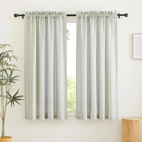 Vista 23 de RYB HOME - Cortinas de lino texturizado semitranslúcidas, privacidad media, filtro de luz, decoración de ventana para dormitorio/baño/sala de estar