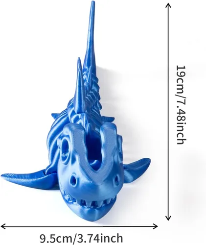 Vista 3 de Juguete de tiburón articulado impreso en 3D, divertido diseño de esqueleto móvil para decoración de escritorio, antiestrés y descompresión, lindo