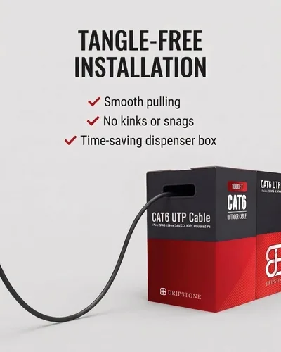 Vista 5 de Dripstone Cable Ethernet de entierro directo CAT6 23AWG CCA UTP sólido, aislamiento de HDPE impermeable, cubierta de polietileno (PE) para Negro