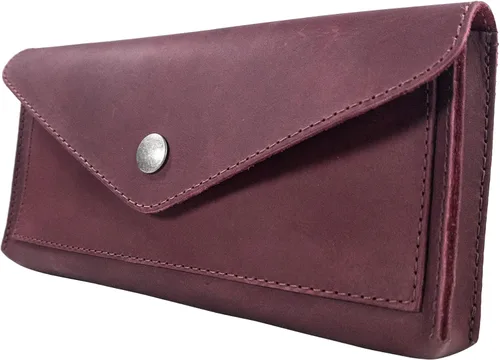 Vista 8 de Hide & Drink, Cartera grande de cuero para mujer, organizador de dinero, billetes planos, bolsa, estuche, elegante, hecho a mano, Bourbon Marrón