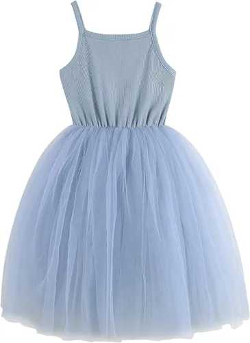 Vista 2 de BTGIXSF - Vestido tipo tutú para niña, vestido sin mangasmanga larga para niña, vestido de verano de tul para niña