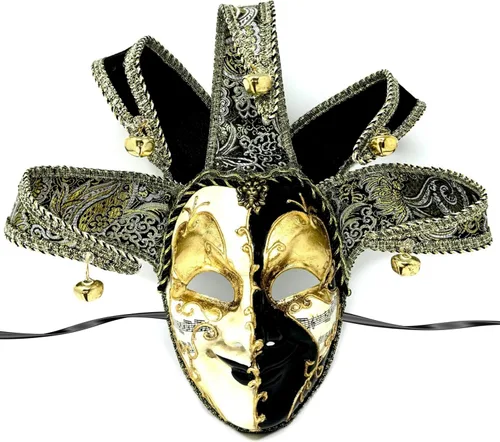 Vista 7 de Máscara veneciana para disfraz de mascarada, máscaras de bufón para baile Holloween Mardi Gras fiesta de cosplay