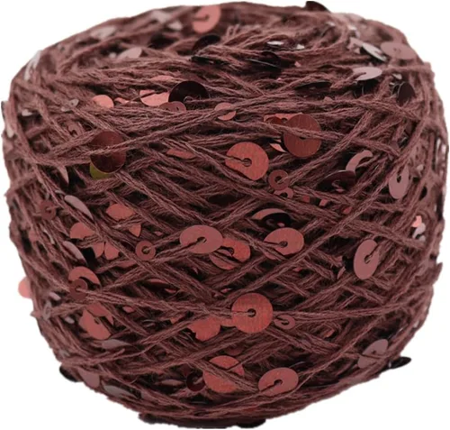 Vista 10 de Hilo de algodón de lentejuelas brillantes de 153 yardas, hilo brillante de ganchillo para diadema, gorro, tejer, suéter, tejido, puntada de Beige