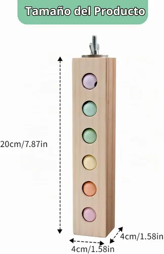 Vista 3 de Juguetes para pájaros y perca para pájaros, bloque de madera para masticar, juguete para forrajear y rompecabezas, accesorios para jaulas de pájaros