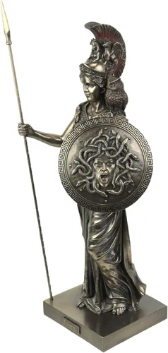 Vista 2 de Veronese Design Escultura griega de Atenea de la diosa griega de 21 1/8 pulgadas de alto, estatua de resina de bronce fundido en frío, decoración
