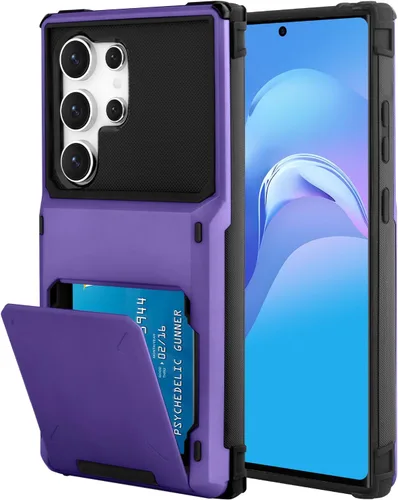 Vista 7 de Funda tipo cartera para Samsung Galaxy S22 con ranura para 2 tarjetas de crédito Funda a prueba de golpes Hybrid Heavy Duty Protection Armor Funda