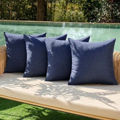 Vista 33 de MIULEE - Paquete de 4 fundas decorativas de cojín para exterior, de lino, impermeables, para jardín, patio, tienda de campaña, balcón, sofá, 16 x 16