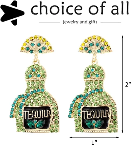Vista 6 de Regalos de tequila para mujer, aretes de Margarita, aretes de tequila, aretes de vacaciones para mujer, aretes de champán para mujer, regalos