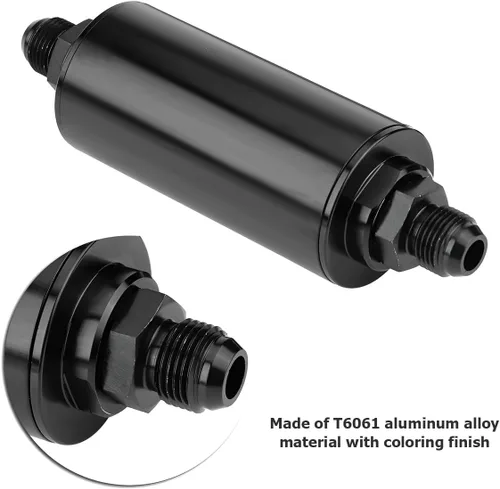 Vista 4 de AUCELI Filtro de combustible de gas en línea de 50 mm, filtro de aire con adaptador 6AN 8AN 10AN, accesorios de filtro de combustible/gas/gasolina