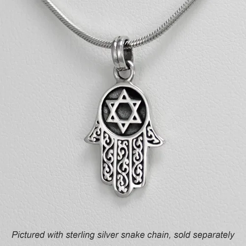 Vista 4 de Moonlight Mysteries Colgante Hamsa de plata de ley con estrella de David, Metal