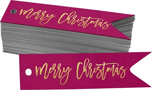 Vista 45 de Etiquetas colgantes con texto en inglés «Merry Christmas» para botellas de papel de aluminio, paquete de 50 unidades Aqua Blue