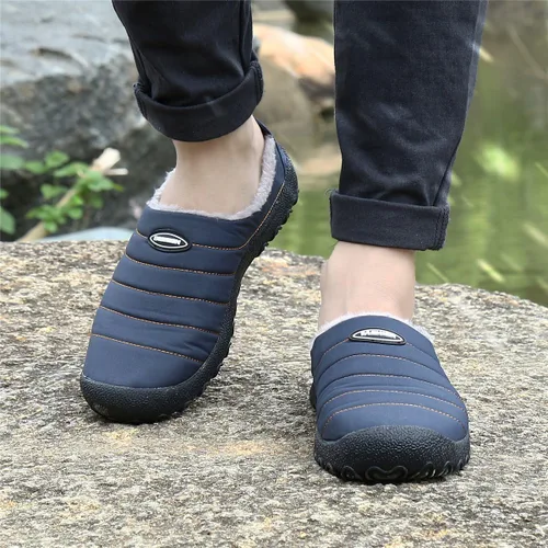Vista 6 de UBFEN - Pantuflas cálidas de invierno para hombre y mujer con forro de felpa mullida, zapatos de casa con suela de caucho antideslizante