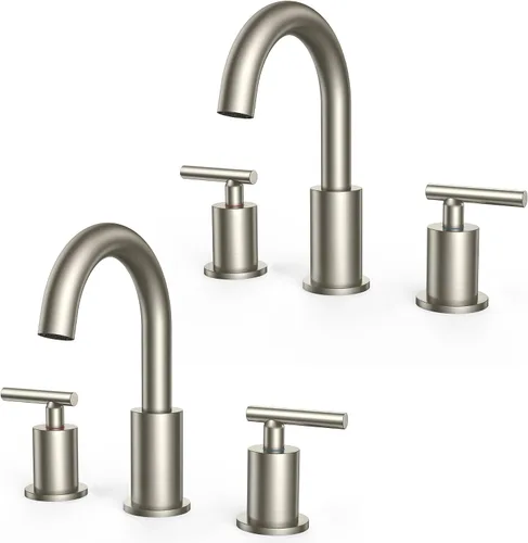 Vista 18 de FORIOUS Grifo de lavabo de baño de oro cepillado de 4 pulgadas, 2 agujeros