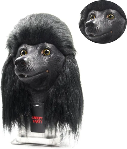 Vista 4 de CreepyParty Deluxe, disfraz para halloween, máscara de animal de látex, cabeza de perro.