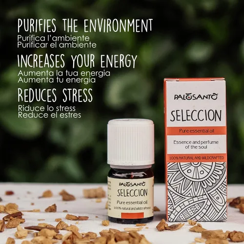 Vista 3 de PALOSANTO - Aceite Esencial Palo Santo de Perú - Seleccion - Aceites esenciales puros orgánicos para difusor - Aceite de Palo Santo Ideal