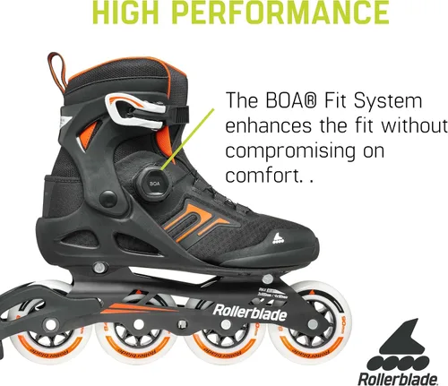 Vista 4 de Rollerblade Macroblade 90 BOA - Patín en línea para hombre, color negro y naranja