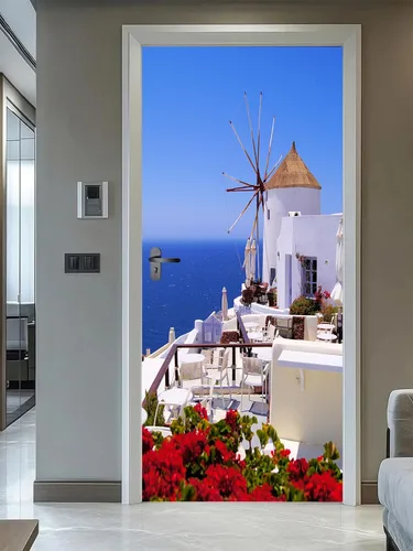 Vista 9 de artfanke Murales 3D de bosque caducifolio amarillo para puerta, 30.3 x 78.7 pulgadas, calcomanías autoadhesivas para puerta, póster de bricolaje