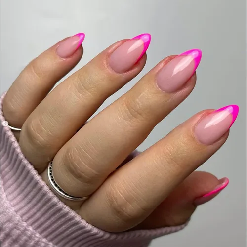 Vista 31 de Uñas postizas a presión con punta francesa negra, uñas cortas de almendra, uñas con pegamento para mujer, uñas acrílicas francesas de gel, uñas