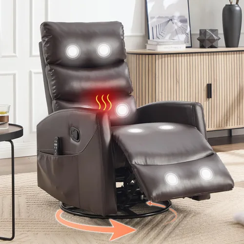 Vista 15 de Luxlen Manual Swivel Rocker Recliner Chair with Massage, Overstuffed Recliner Glider with Vibration Massage and Heat for Nursery, Living Room gris