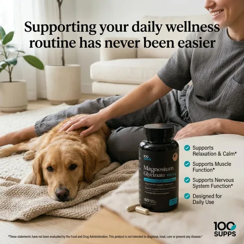 Vista 7 de Glicinato de magnesio 400 mg – 60 cápsulas Suministro para 30 días Magnesio quelado para apoyo muscular, nervioso y sueño Vegano, sin gluten
