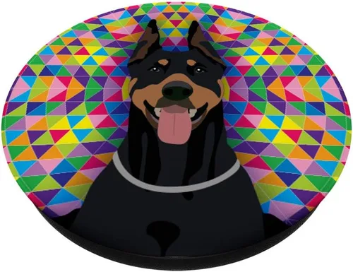 Vista 2 de Regalo para amante del perro Doberman – PopSockets Grip y soporte para teléfonos y tabletas, Negro