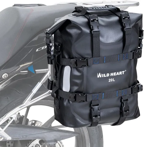 Vista 12 de Bolsa lateral para motocicleta WILD HEART de acero inoxidable, bolsa impermeable con suspensión, bolsas de sillín, 20L/25L, bolsa impermeable