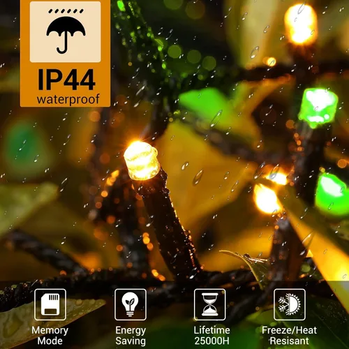 Vista 11 de Luces de Navidad operadas por batería - 132 pies, 300 LED, 8 modos, impermeables para interiores y exteriores, luces de hadas, tiras de luces Blanco