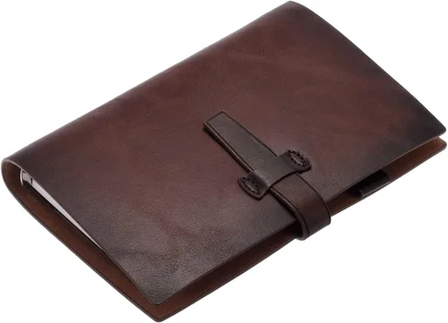 Vista 6 de PATIKIL Diario A6 de piel sintética, organizador personal recargable de hojas sueltas, cuaderno rayado con hebilla para oficina de negocios