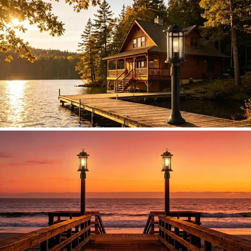 Vista 7 de 16Inch Outdoor Post Light Fixture Motion Sensor Dusk to Dawn Column Lamp