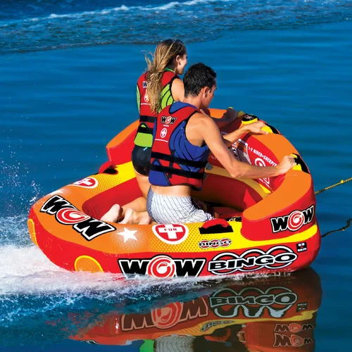 Vista 5 de WOW World of Watersports - Inflable de bingo, tabla para remolcar con cabina para sentarse segura. Puntos de remolque adelante y atrás