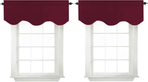 Vista 37 de Turquoize - Cenefa opaca para ventanas de cocina/baño/sala de estar/dormitorio con aislamiento térmico, cenefa festoneada con bolsillo para Aqua