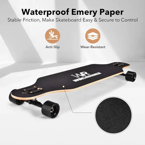 Vista 6 de Windrunner Patineta longboard Freeride de 41 pulgadas, Skateboard de 8 capas, arce natural, drop through, patineta completa para crucero